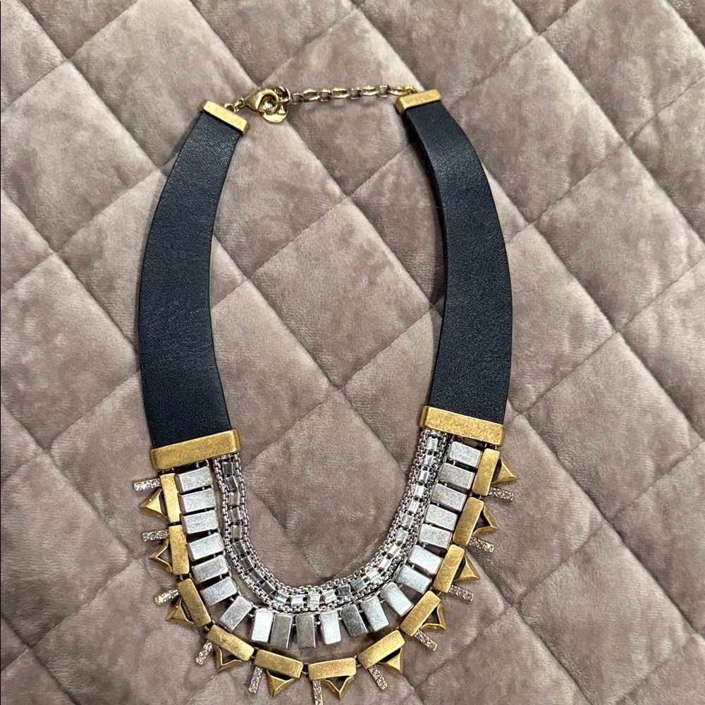 Stella & Dot Black and Gold Geometric Bib Necklace